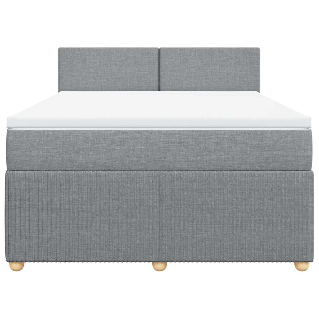 vidaXL Boxspring met matras stof lichtgrijs 160x200 cm grijs, foto 4