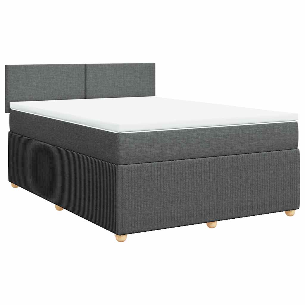 vidaXL Boxspring met matras stof donkergrijs 160x200 cm grijs, foto 3