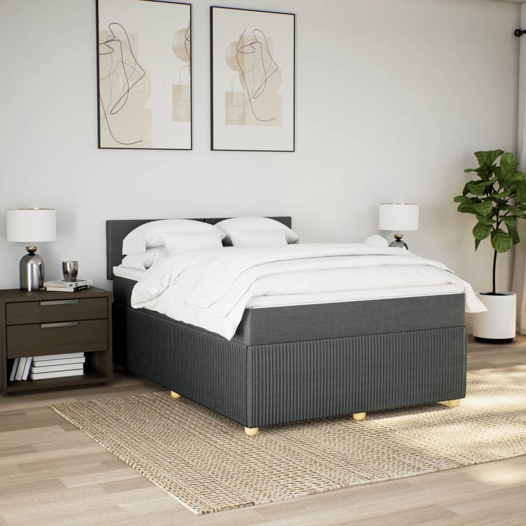 vidaXL Boxspring posteľ s matracom tmavosivá 160x200 cm látka
