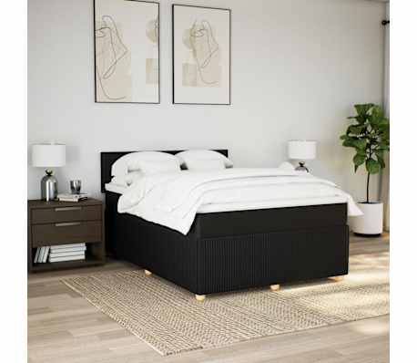 vidaXL Sommier &agrave; lattes de lit avec matelas Noir 160x200 cm Tissu