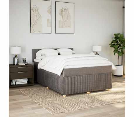 vidaXL Pat box spring cu saltea, gri taupe, 160x200 cm material textil