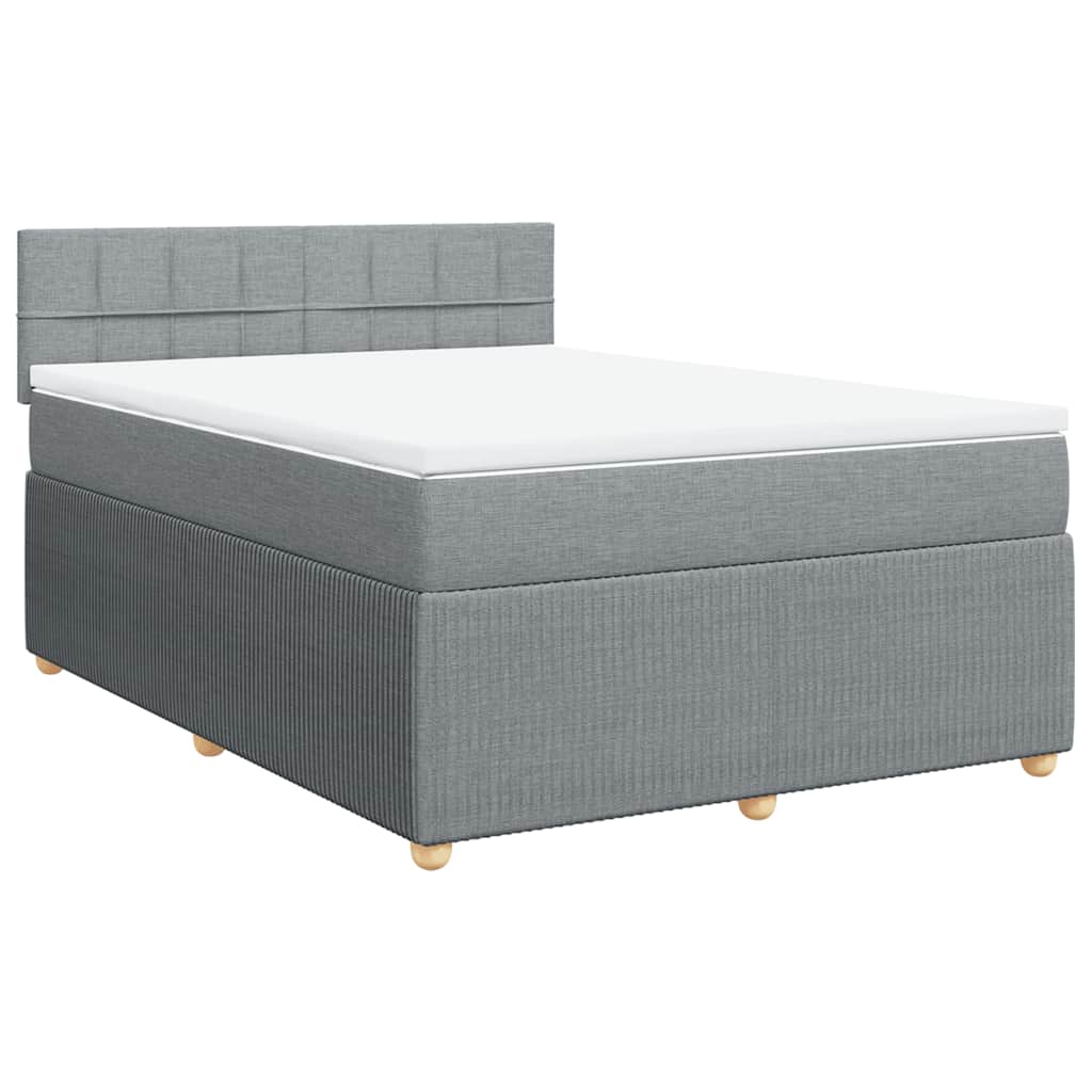vidaXL Boxspring met matras stof lichtgrijs 160x200 cm grijs, foto 3