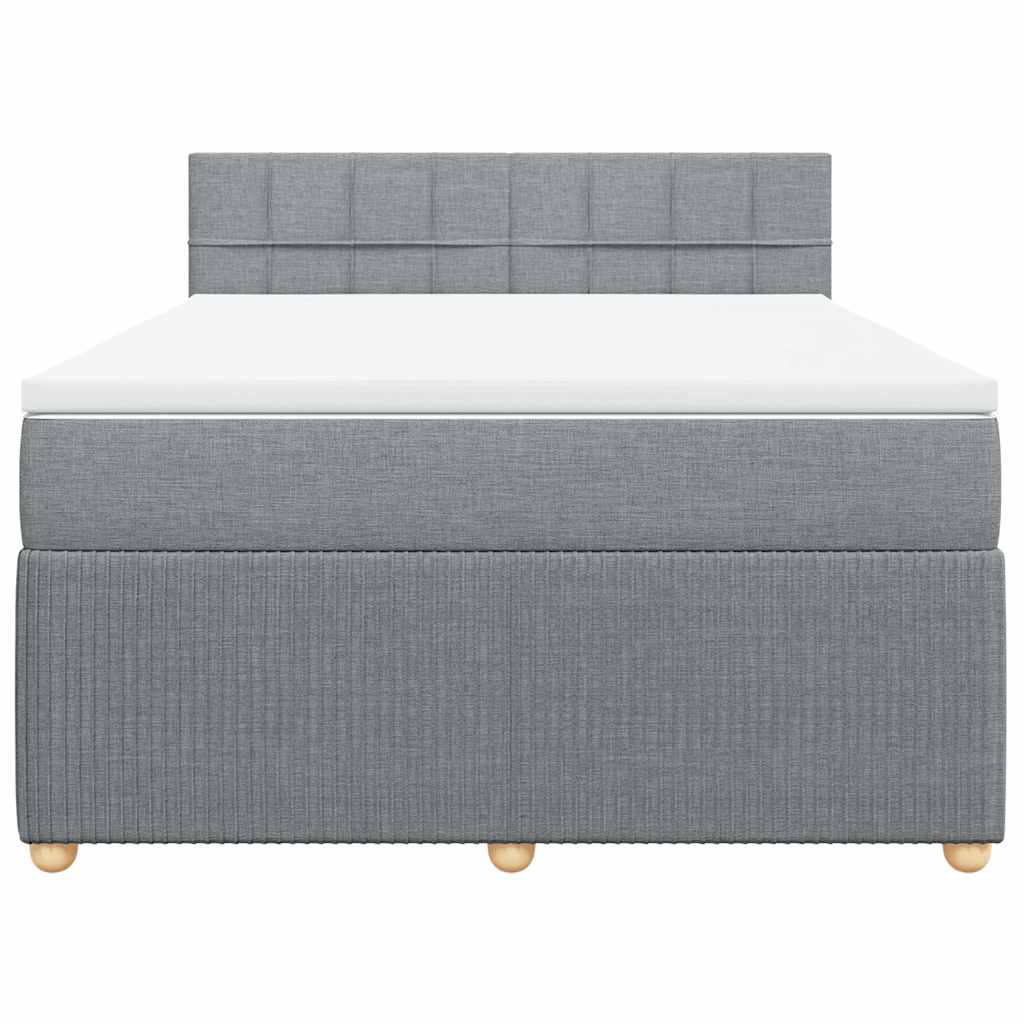vidaXL Boxspring met matras stof lichtgrijs 160x200 cm grijs, foto 4
