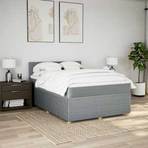 vidaXL Boxspring met matras stof lichtgrijs 160x200 cm