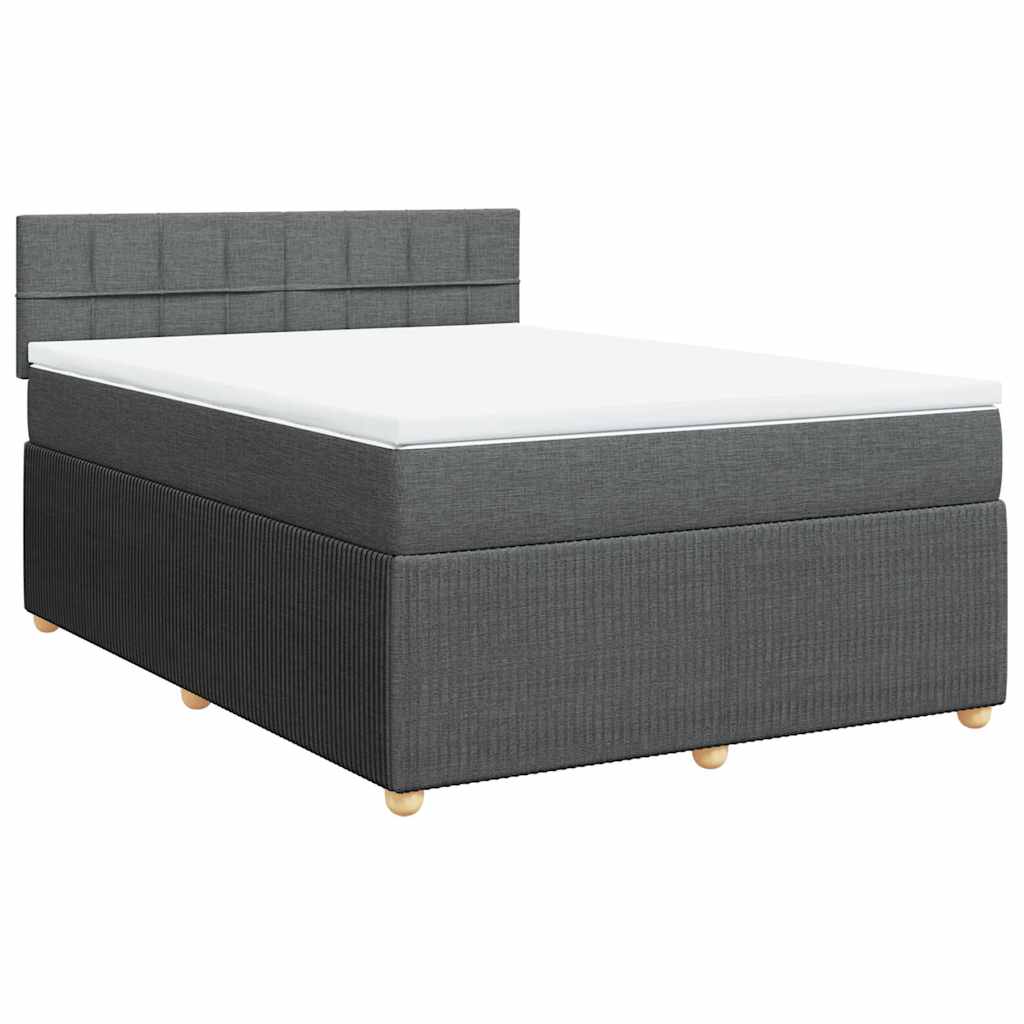vidaXL Boxspring met matras stof donkergrijs 160x200 cm grijs, foto 3
