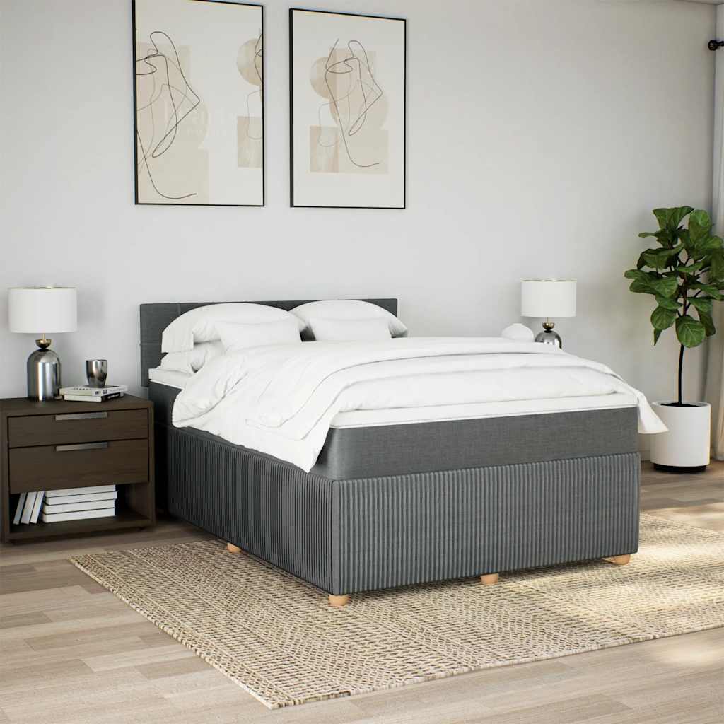 vidaXL Boxspring posteľ s matracom tmavosivá 160x200 cm látka