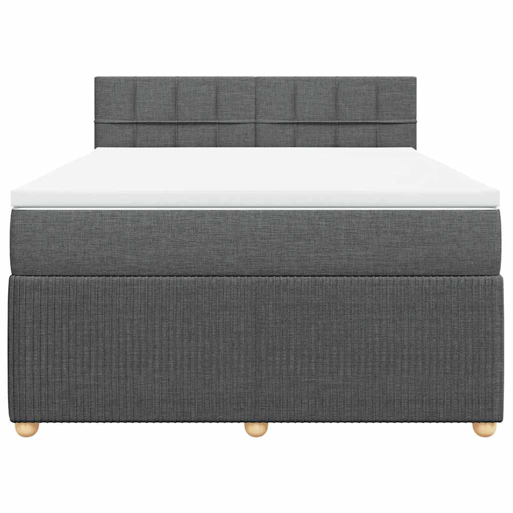 vidaXL Boxspring met matras stof donkergrijs 160x200 cm grijs, foto 4