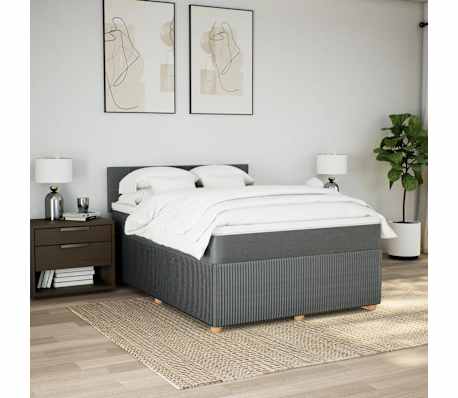 vidaXL Boxspring met matras stof donkergrijs 160x200 cm