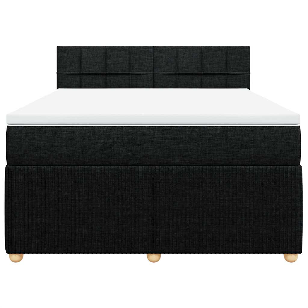 vidaXL Boxspring met matras stof zwart 160x200 cm, foto 4