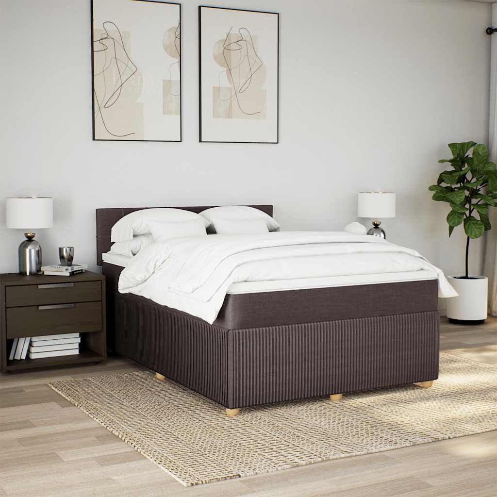 vidaXL Boxspring met matras stof donkerbruin 160x200 cm afbeelding