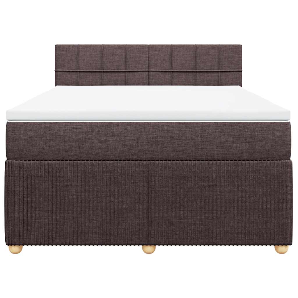 vidaXL Boxspring met matras stof donkerbruin 160x200 cm bruin, foto 4