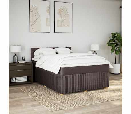 vidaXL Boxspring posteľ s matracom tmavohned&aacute; 160x200 cm l&aacute;tka