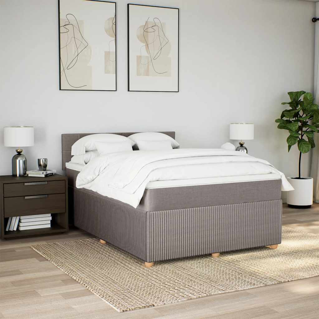 vidaXL Boxspring met matras stof taupe 160x200 cm, foto 2