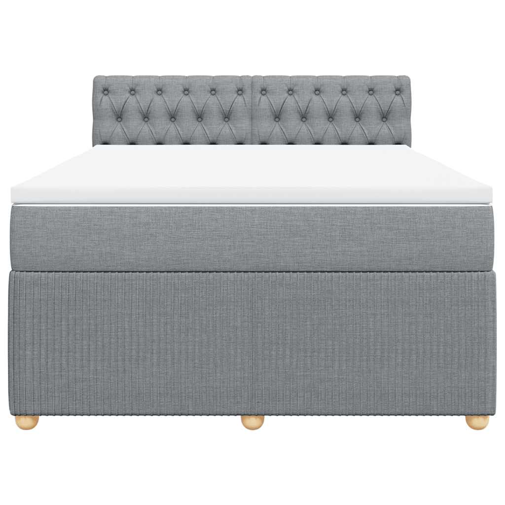 vidaXL Boxspring met matras stof lichtgrijs 160x200 cm grijs, foto 4