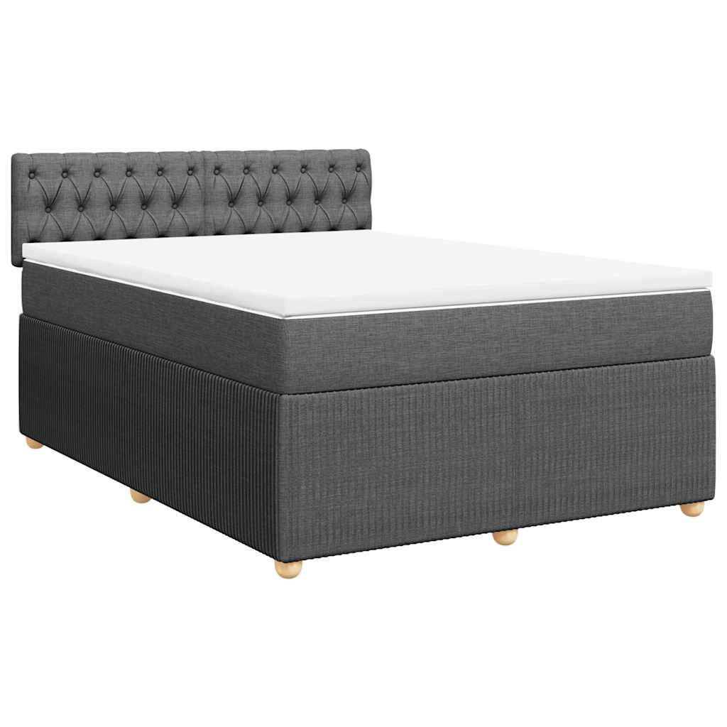 vidaXL Boxspring met matras stof donkergrijs 160x200 cm grijs, foto 3