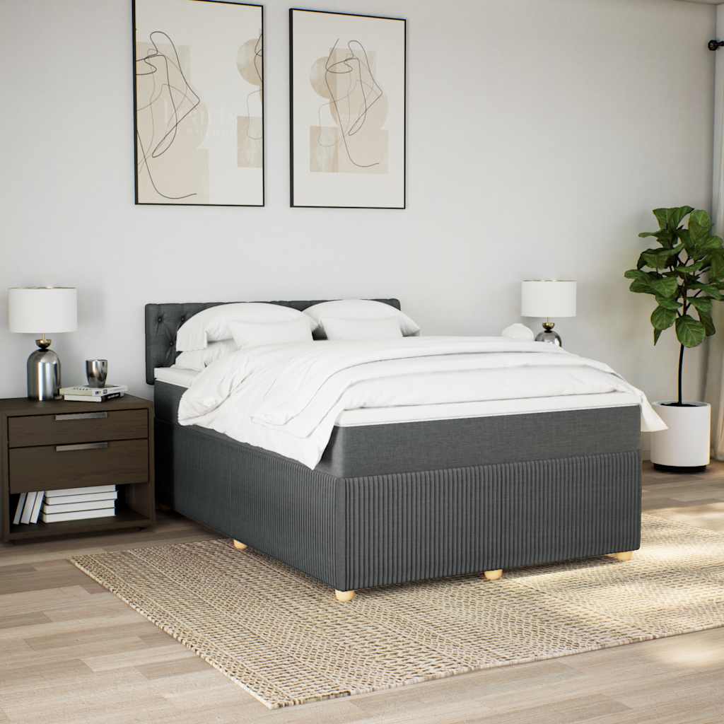 vidaXL Boxspring met matras stof donkergrijs 160x200 cm afbeelding