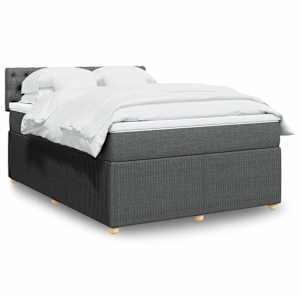 Box spring postel s matrací tmavě šedá 160x200 cm textil - obrázek 1