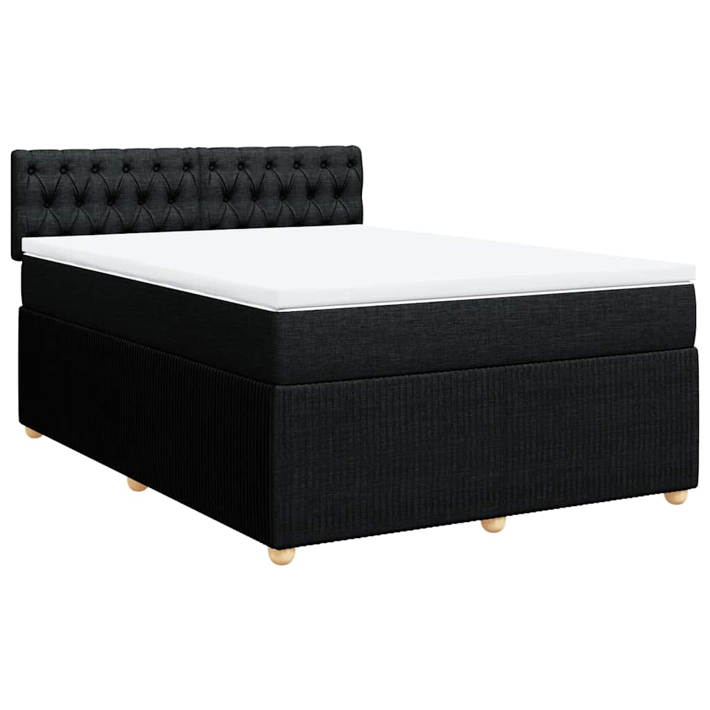 vidaXL Boxspring met matras stof zwart 160x200 cm, foto 3