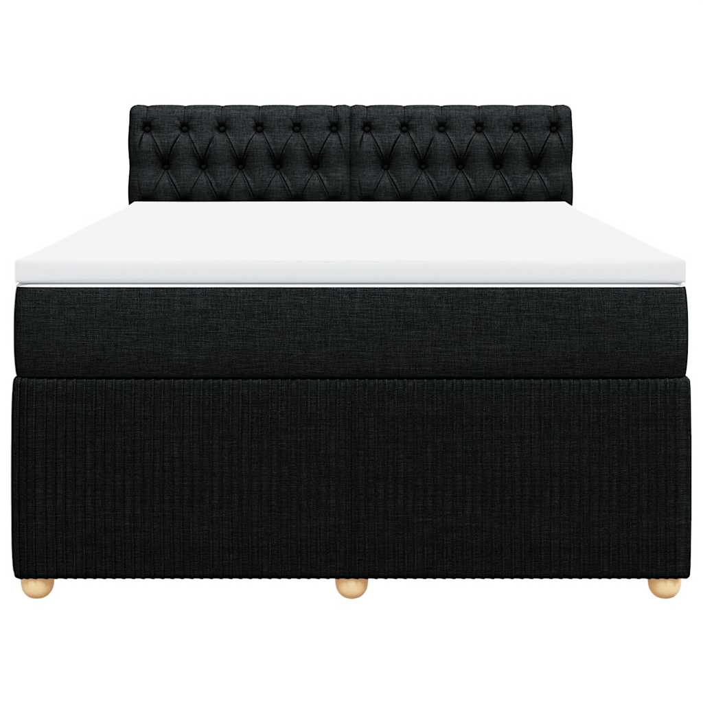 vidaXL Boxspring met matras stof zwart 160x200 cm, foto 4