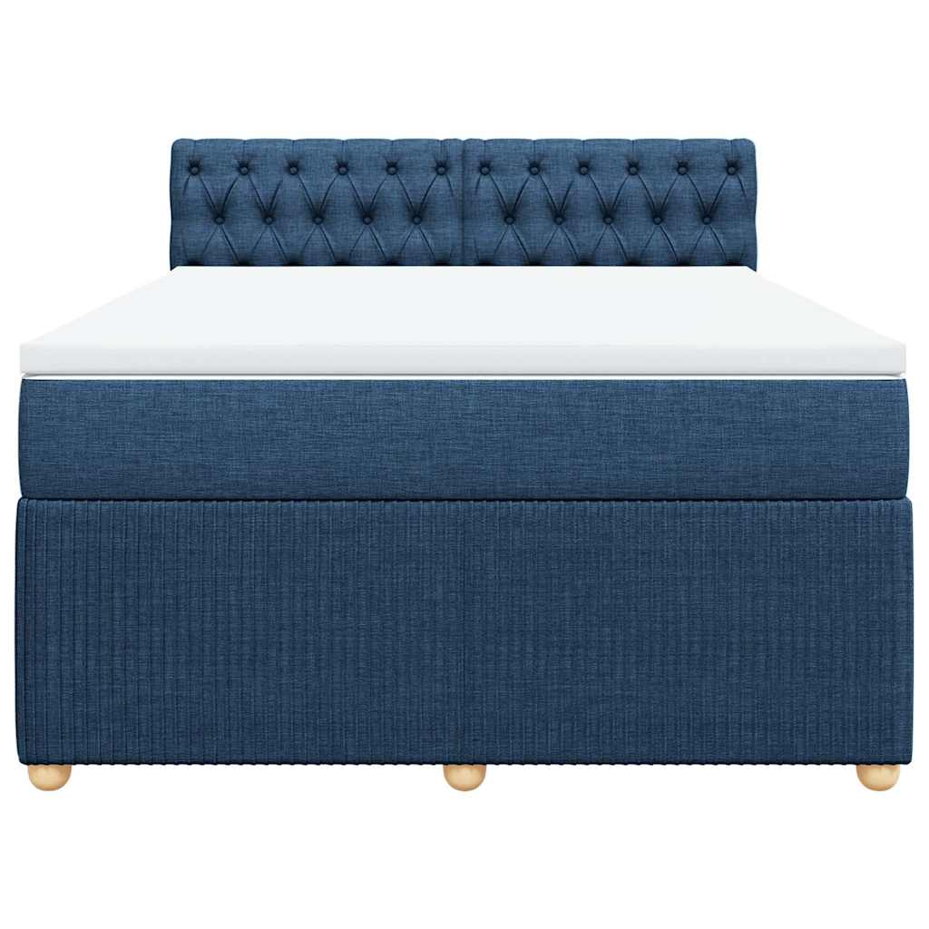 vidaXL Boxspring met matras stof blauw 160x200 cm, foto 4