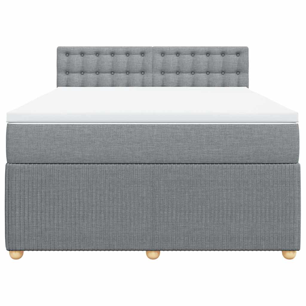 vidaXL Boxspring met matras stof lichtgrijs 160x200 cm grijs, foto 4