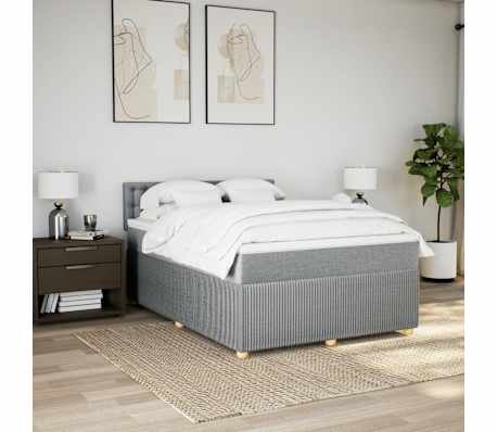 vidaXL Boxspring met matras stof lichtgrijs 160x200 cm