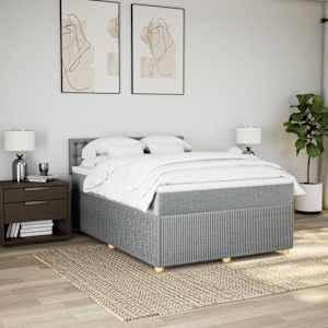 vidaXL Boxspring met matras stof lichtgrijs 160x200 cm