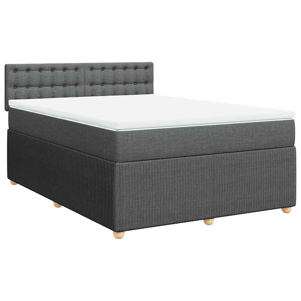 vidaXL Box spring postel s matrací tmavě šedá 160x200 cm textil