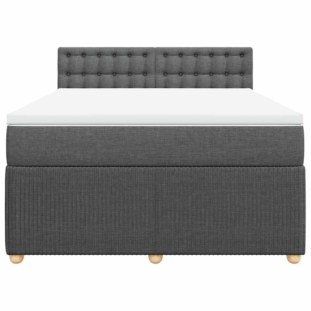 vidaXL Boxspring met matras stof donkergrijs 160x200 cm grijs, foto 4