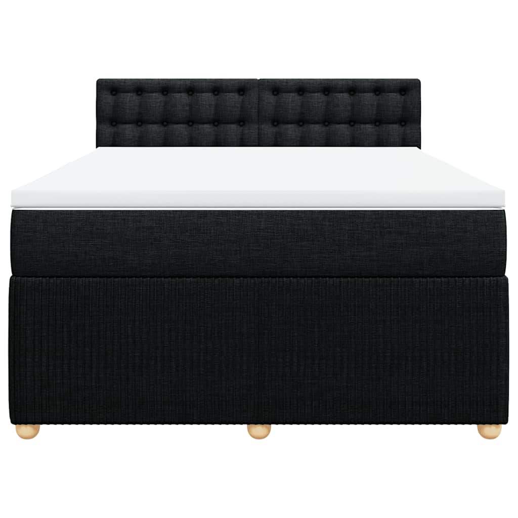 vidaXL Boxspring met matras stof zwart 160x200 cm, foto 4