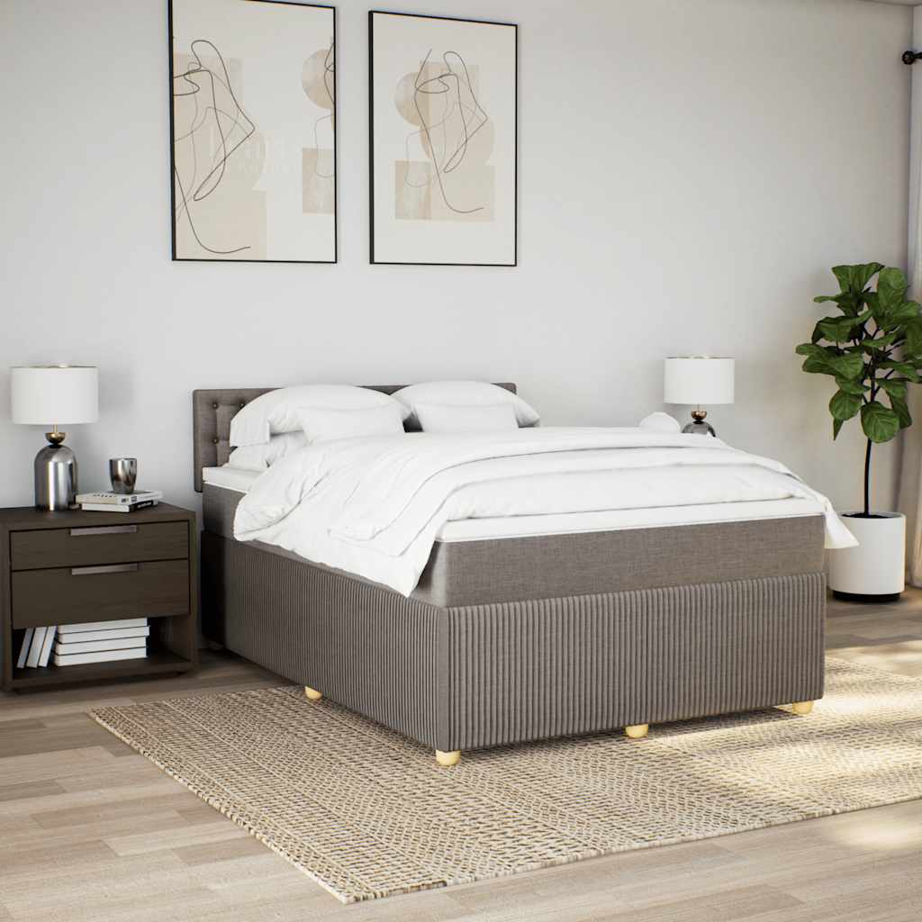 vidaXL Boxspring met matras stof taupe 160x200 cm afbeelding