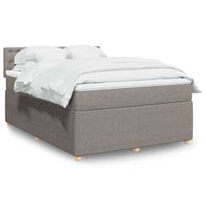 Box spring postelja z vzmetnico taupe 160x200 cm blago