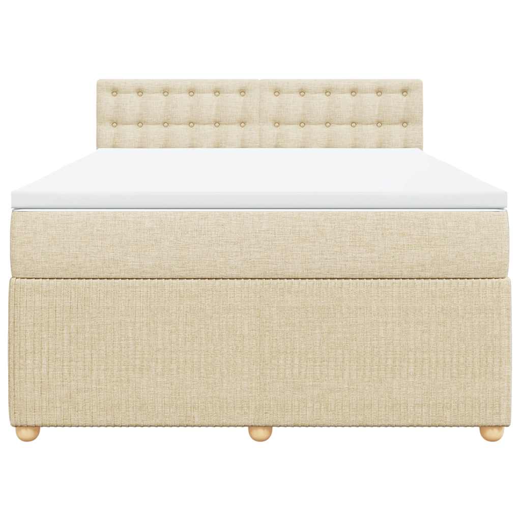 vidaXL Boxspring met matras stof crèmekleurig 160x200 cm, foto 4