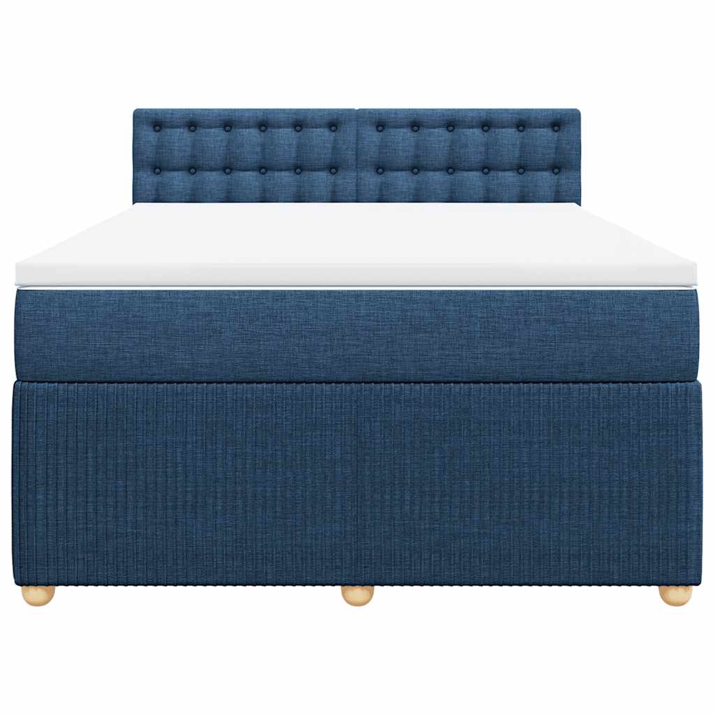 vidaXL Boxspring met matras stof blauw 160x200 cm, foto 4
