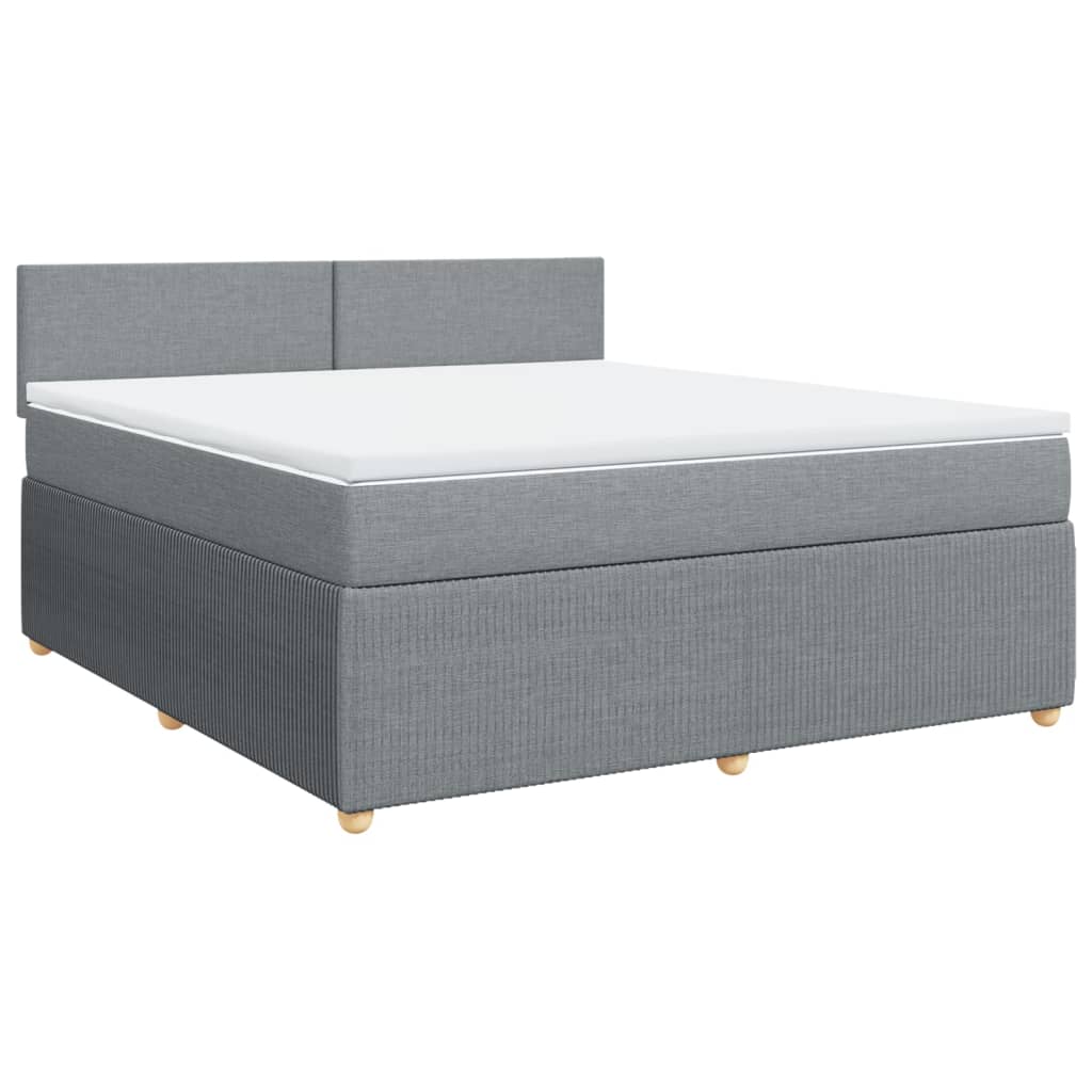 vidaXL Box spring postelja z vzmetnico svetlo siva 180x200 cm blago