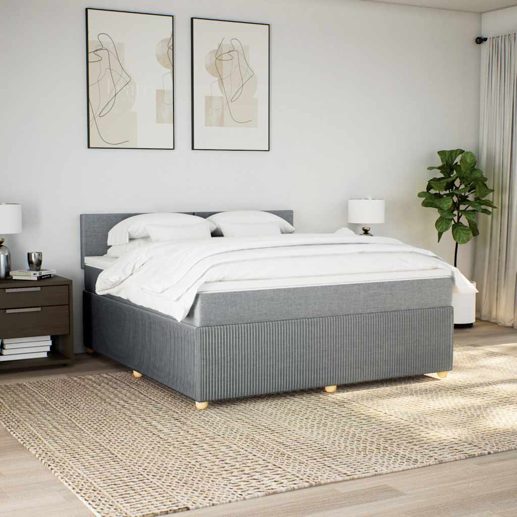 vidaXL Boxspring met matras stof lichtgrijs 180x200 cm grijs, foto 2