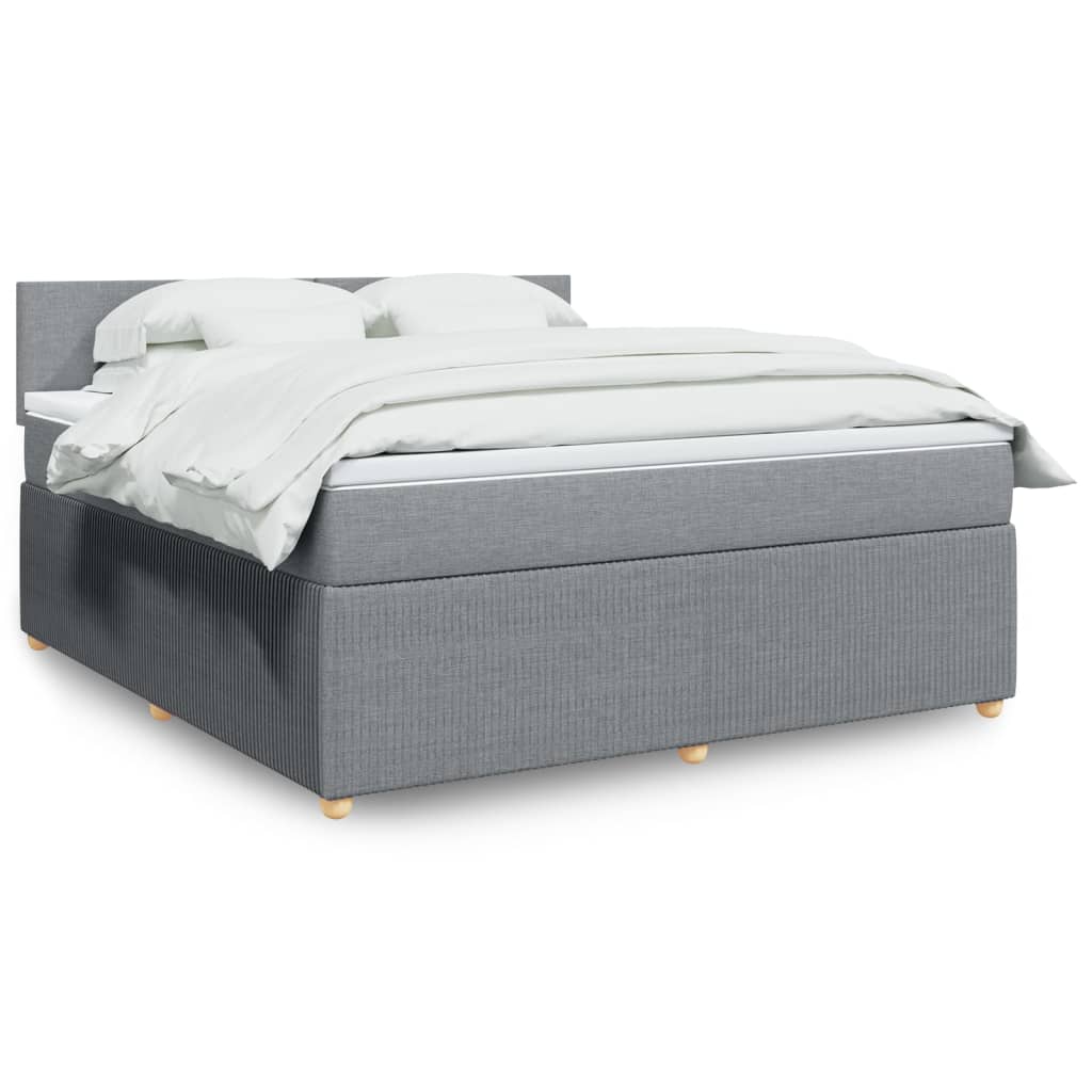 Boxspringbett mit Matratze Hellgrau 180×200 cm Stoff