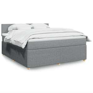 Box spring postel s matrací světle šedá 180 x 200 cm textil - obrázek 1