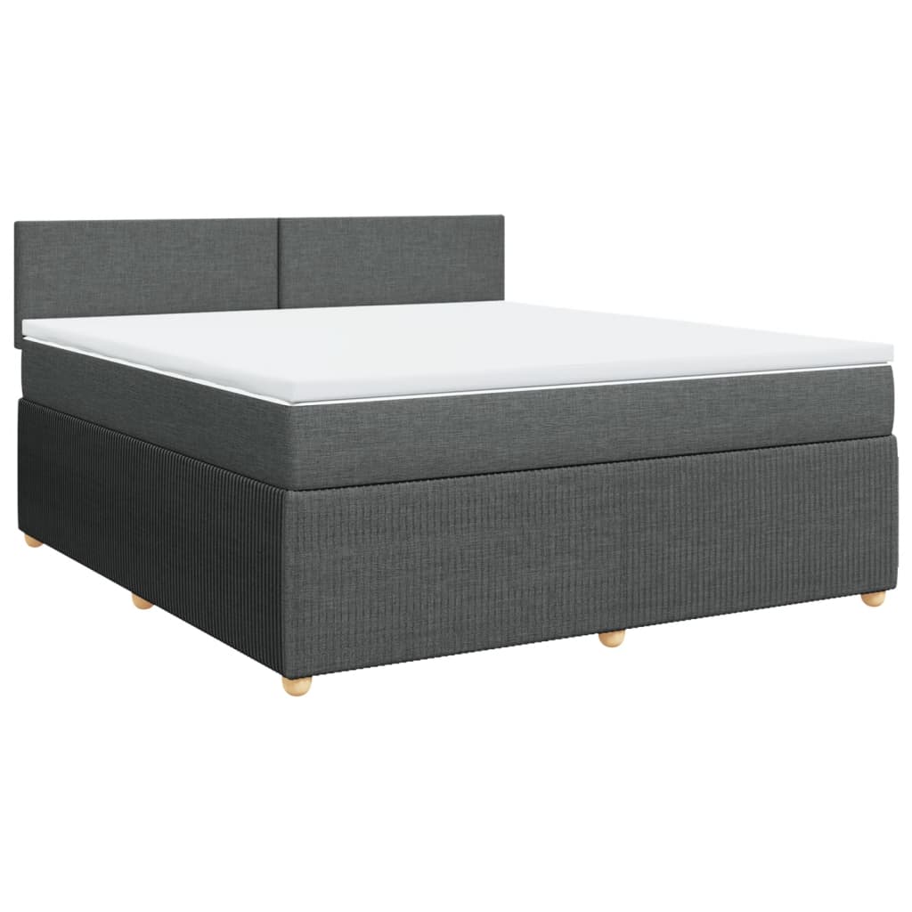 vidaXL Box spring postelja z vzmetnico temno siva 180x200 cm blago