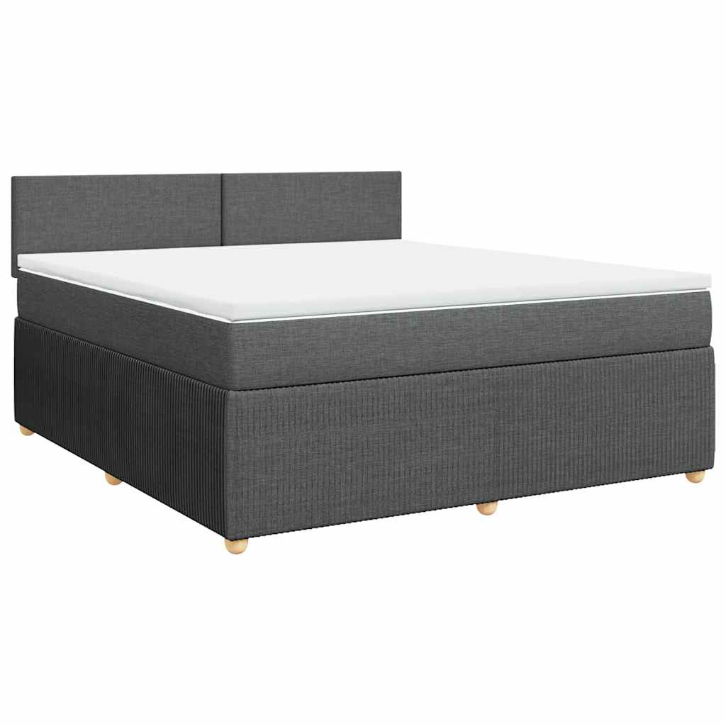 vidaXL Pat box spring cu saltea, gri închis, 180x200 cm, textil
