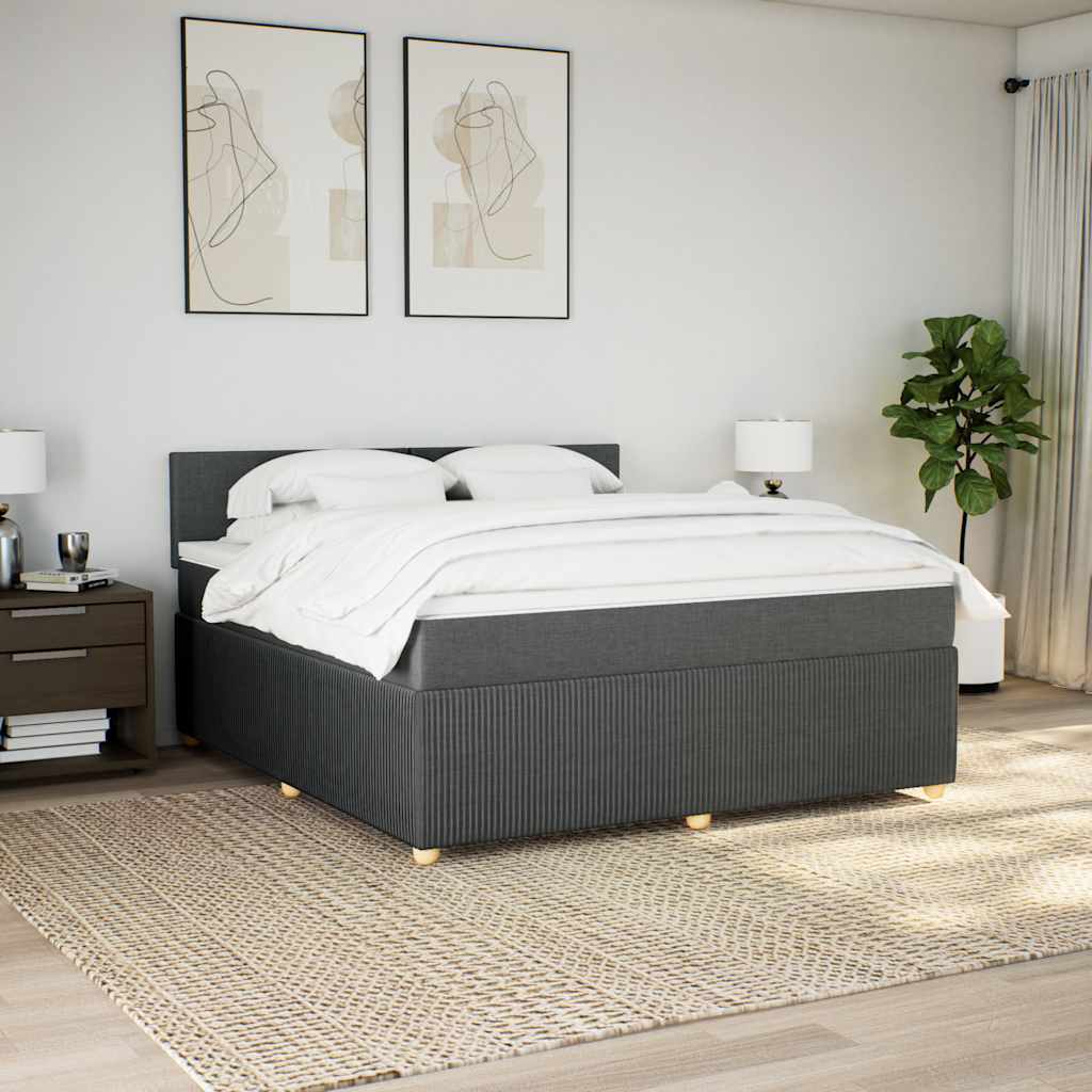 vidaXL Boxspring met matras stof donkergrijs 180x200 cm afbeelding