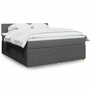 Box spring postel s matrací tmavě šedá 180x200 cm textil - obrázek 1