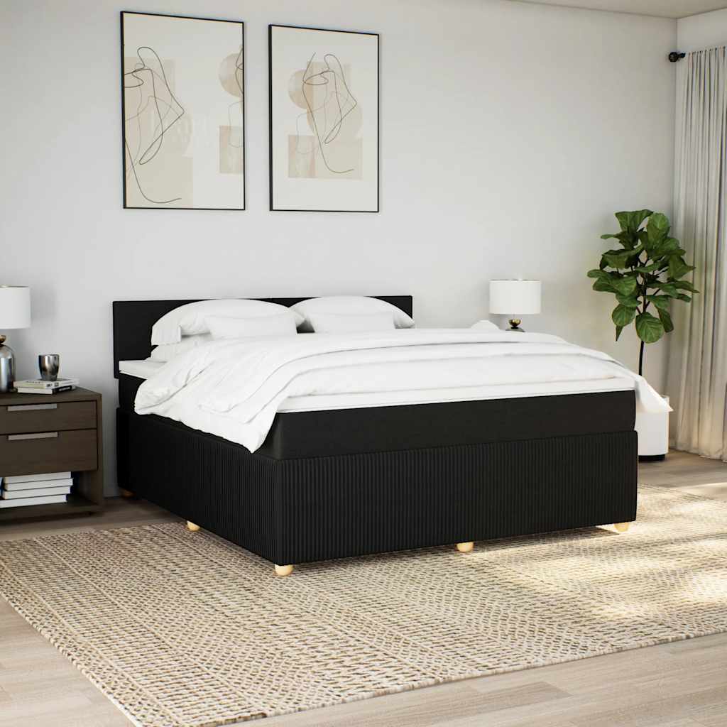 vidaXL Boxspring met matras stof zwart 180x200 cm, foto 2