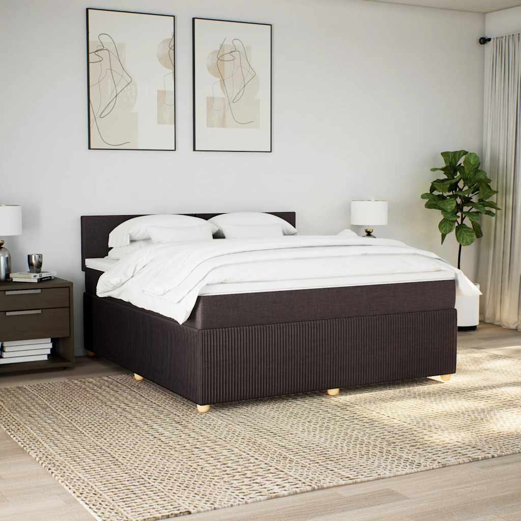 vidaXL Boxspring met matras stof donkerbruin 180x200 cm bruin, foto 2