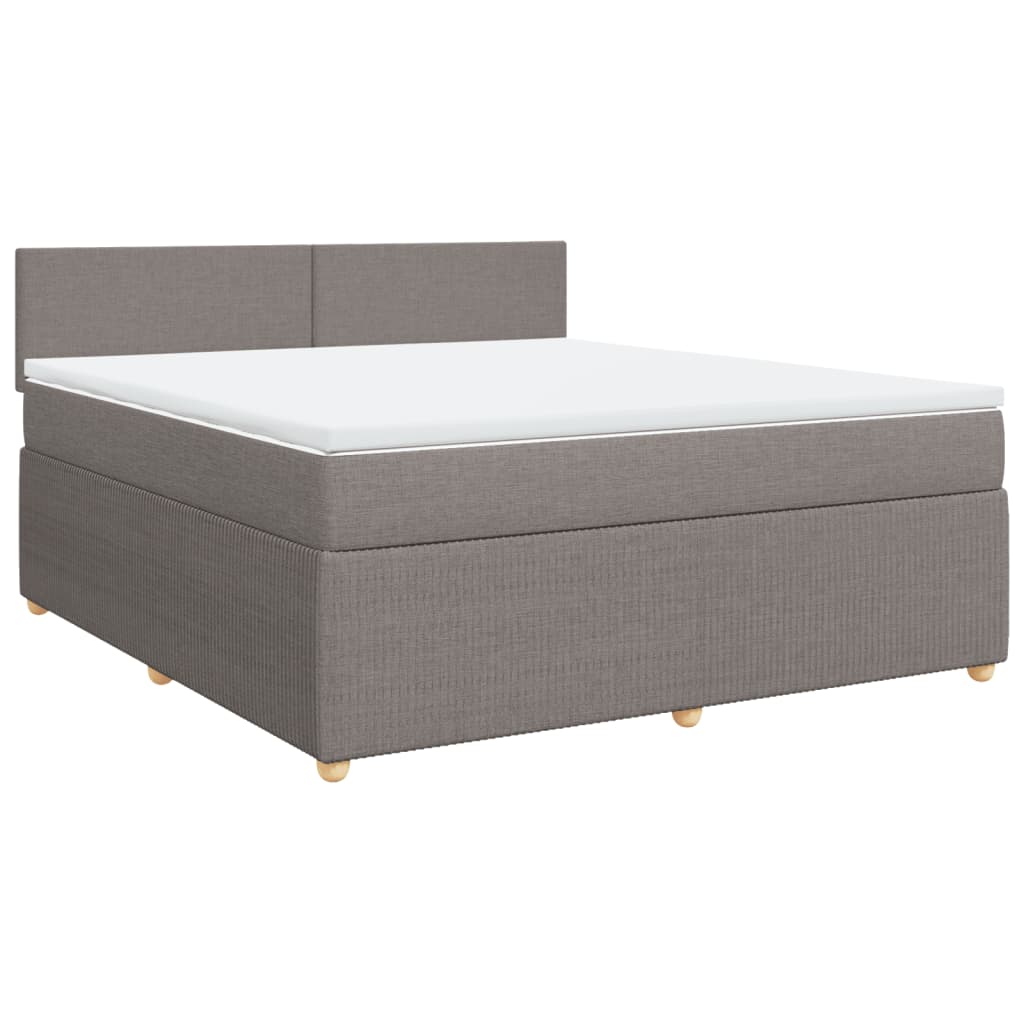 vidaXL Box spring postelja z vzmetnico taupe 180x200 cm blago