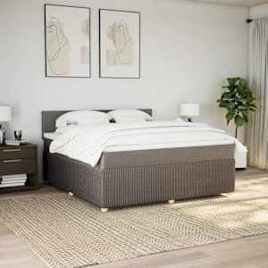 vidaXL Boxspring met matras stof taupe 180x200 cm