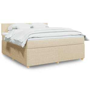 Box spring postelja z vzmetnico krem 180x200 cm blago