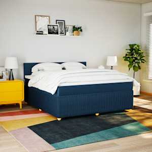 Box spring postel s matrací modrá 180x200 cm textil - obrázek 3