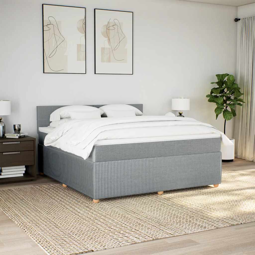 vidaXL Boxspring met matras stof lichtgrijs 180x200 cm grijs, foto 2