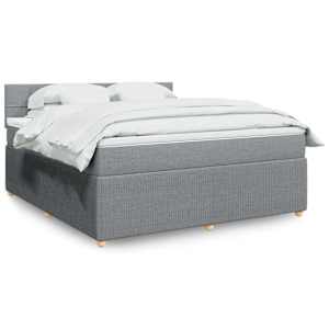 Box spring postel s matrací světle šedá 180 x 200 cm textil - obrázek 1